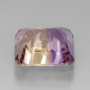 12.66克拉天然双色紫黄晶，祖母绿式切割，14.8×12.7毫米，VVS-VS