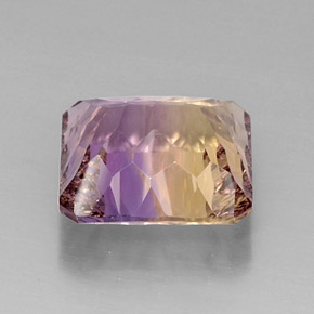 9.01克拉天然双色紫黄晶，祖母绿式切割，13.2×12.6毫米，VVS-VS