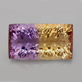 11.79克拉天然双色紫黄晶，长方形切工，18.6×10.3毫米，VVS-VS