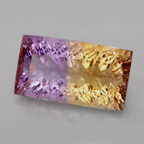11.79克拉天然双色紫黄晶，长方形切工，18.6×10.3毫米，VVS-VS