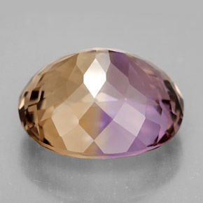 14.82克拉天然双色紫黄晶，椭圆形切割，16.8×14.7毫米，IF