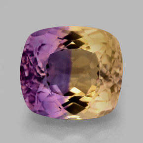 10.08克拉天然双色紫黄晶，垫形剪裁，13.9×12.6毫米，VVS-VS