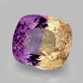 10.08克拉天然双色紫黄晶，垫形剪裁，13.9×12.6毫米，VVS-VS