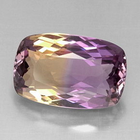 10.66克拉天然双色紫黄晶，垫形剪裁，17.4×11.2毫米，VVS