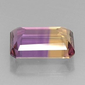 10.41克拉天然双色紫黄晶，祖母绿式切割，16.4×11.7毫米，VVS-VS