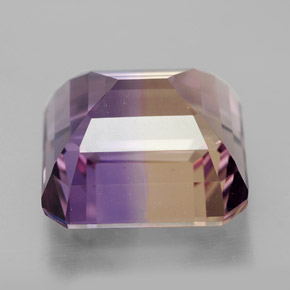 10.83克拉天然双色紫黄晶，祖母绿式切割，12.9×12.7毫米，VVS-VS