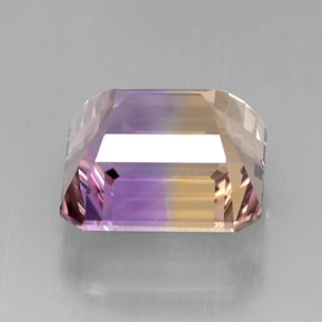 11.17克拉天然双色紫黄晶，祖母绿式切割，13.4×12.5毫米，VVS