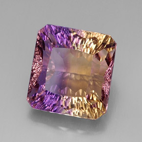 10.38克拉天然双色紫黄晶，祖母绿式切割，13.2×12.5毫米，VVS