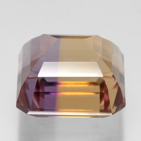 10.20克拉天然双色紫黄晶，祖母绿式切割，12.5×12.4毫米，VVS