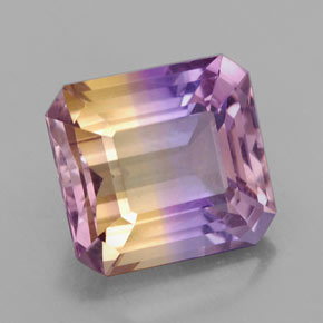6.91克拉天然双色紫黄晶，祖母绿式切割，11.9×10.9毫米，VVS