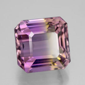 8.35克拉天然双色紫黄晶，祖母绿式切割，11.3×11.2毫米，VVS