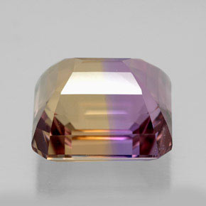 7.14克拉天然双色紫黄晶，祖母绿式切割，11.3×10.5毫米，VVS