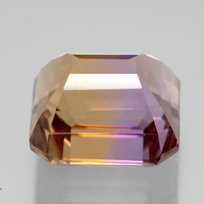 10.74克拉天然双色紫黄晶，祖母绿式切割，12.9×12毫米，VVS