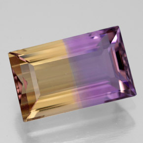 5.51克拉天然双色紫黄晶，长方形切工，13.5×8.5毫米，VVS