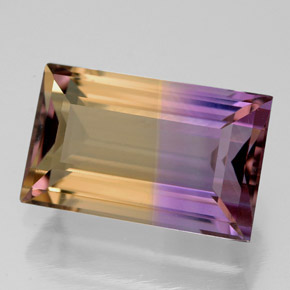 5.51克拉天然双色紫黄晶，长方形切工，13.5×8.5毫米，VVS