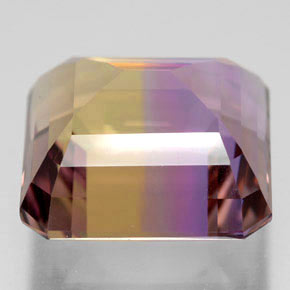 10.74克拉天然双色紫黄晶，祖母绿式切割，13.4×13.2毫米，VVS-VS