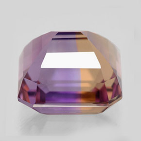 8.63克拉天然双色紫黄晶，祖母绿式切割，11.5×11.2毫米，VVS-VS