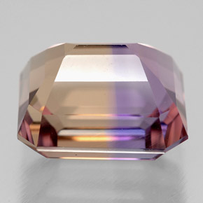 8.48克拉天然双色紫黄晶，祖母绿式切割，12.5×10.6毫米，VVS