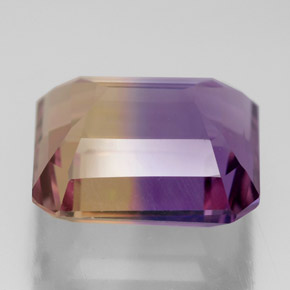 7.95克拉天然双色紫黄晶，祖母绿式切割，12.7×11.3毫米，VVS