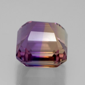 6.30克拉天然双色紫黄晶，祖母绿式切割，10.2×9.7毫米，VVS