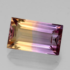 4.34克拉天然双色紫黄晶，长方形切工，12.7×7.5毫米，VVS