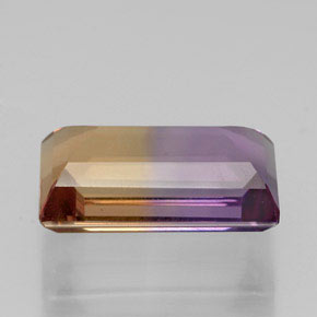 4.34克拉天然双色紫黄晶，长方形切工，12.7×7.5毫米，VVS