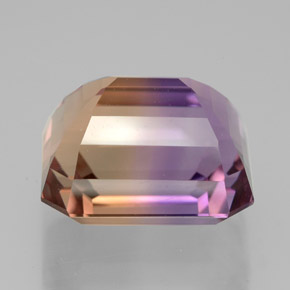 9.48克拉天然双色紫黄晶，祖母绿式切割，12.9×11.2毫米，VVS