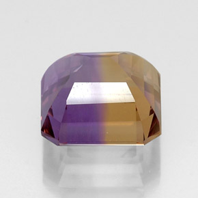10.91克拉天然双色紫黄晶，祖母绿式切割，13.1×13毫米，VVS