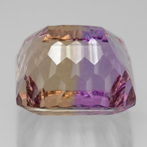 14.66克拉天然双色紫黄晶，祖母绿式切割，14.5×12.9毫米，VVS