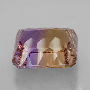 12.08克拉天然双色紫黄晶，祖母绿式切割，14.4×12.8毫米，VVS