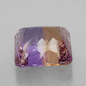 12.03克拉天然双色紫黄晶，祖母绿式切割，13.9×13.5毫米，VVS
