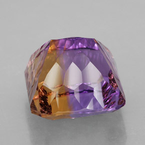 14.07克拉天然双色紫黄晶，祖母绿式切割，14.1×13.4毫米，VVS