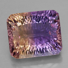 13.10克拉天然双色紫黄晶，祖母绿式切割，15.1×12.9毫米，VVS
