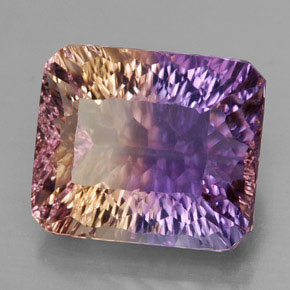 13.10克拉天然双色紫黄晶，祖母绿式切割，15.1×12.9毫米，VVS