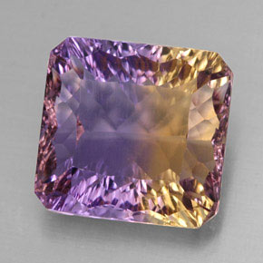 11.06克拉天然双色紫黄晶，祖母绿式切割，13.6×13毫米，VVS