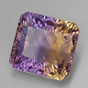 11.06克拉天然双色紫黄晶，祖母绿式切割，13.6×13毫米，VVS