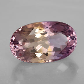 13.60克拉天然双色紫黄晶，椭圆形切割，19.2×11.6毫米，VVS