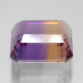 11.07克拉天然双色紫黄晶，祖母绿式切割，13.9×12.8毫米，VS