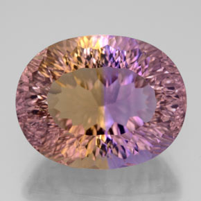 13.60克拉天然双色紫黄晶，椭圆形切割，17.3×13.6毫米，IF