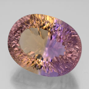 13.60克拉天然双色紫黄晶，椭圆形切割，17.3×13.6毫米，IF