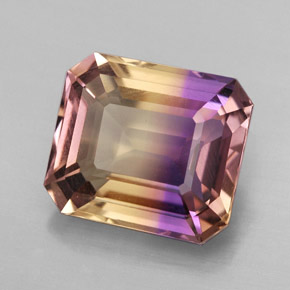 6.19克拉天然双色紫黄晶，祖母绿式切割，12×10.5毫米，VVS