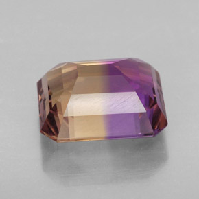 6.19克拉天然双色紫黄晶，祖母绿式切割，12×10.5毫米，VVS