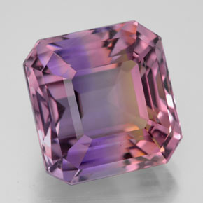 12.03克拉天然双色紫黄晶，祖母绿式切割，13.1×12.7毫米，VVS