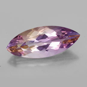 13.51克拉天然双色紫黄晶，马眼形，26.8×11.3毫米，IF