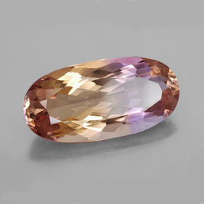 18.48克拉天然双色紫黄晶，椭圆形切割，26×13毫米，VVS