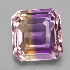 4.82克拉天然双色紫黄晶，祖母绿式切割，10.2×10毫米，VVS