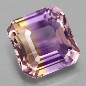 4.82克拉天然双色紫黄晶，祖母绿式切割，10.2×10毫米，VVS