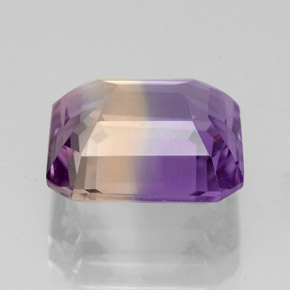 5.42克拉天然双色紫黄晶，祖母绿式切割，11.3×10.7毫米，VVS