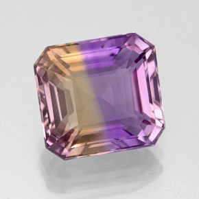 4.79克拉天然双色紫黄晶，祖母绿式切割，10.5×9.8毫米，VVS