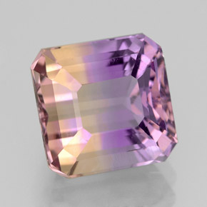 4.23克拉天然双色紫黄晶，祖母绿式切割，9.2×8.9毫米，VVS